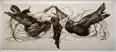 Richard M&uuml;ller (1874-1954),Hier verbindet sich Jugendstil und Surrealismus mit
M&uuml;llers skurillem Humor,Art-Nouveau, surrealism, blended with M&uuml;llers humor in an elated
composition