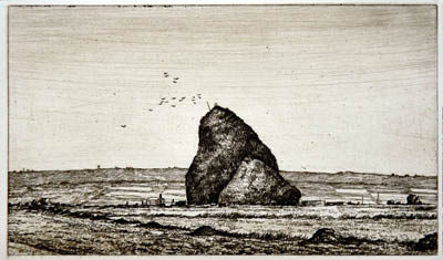 Richard M&uuml;ller (1874-1954),Ein gigantischer Heuhaufen, die nebenstehenden H&auml;user
weit &uuml;berragend,a colossal haystack dwarfing the nearby houses