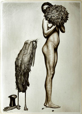 Richard M&uuml;ller (1874-1954),Klassische Sch&ouml;nheit, umworben von w&uuml;rdevoller
H&auml;&szlig;lichkeit,a dignified celebrity courting a classic beauty