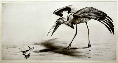 Richard M&uuml;ller (1874-1954),ungleiche Gegner, erfasst in einer fabelhaften
Bildkomposition,unequal opponents, put down on paper in a splendid composition