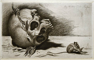 Richard M&uuml;ller (1874-1954),Eine kleine, respektlose Maus, am Lorbeer des gro&szlig;en
Toten knabbernd,A small, disrespectful mouse nibbling at the laurel of a deceased celebrity