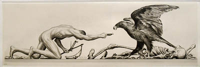 Richard M&uuml;ller
(1874-1954),Demut, Gerechtigkeit, Sieger und Opfer in diesem symboltr&auml;chtigen Blatt,humility,
justice, a winner and a victim in this symbolic work of art