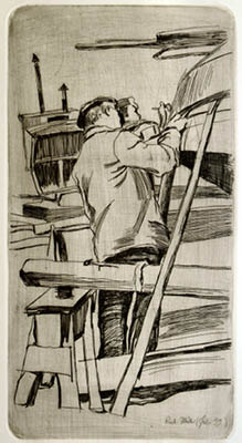 Richard M&uuml;ller (1874-1954),Impressionistisch und malerisch aufgefasste Darstellung zweier
Arbeiter,impressionistic and spontaneous sketch of two workers
