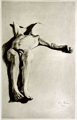 Richard M&uuml;ller (1874-1954),die komplizierte Verk&uuml;rzung, hier meisterlich
dargestellt,a complicated perspective, masterly executed