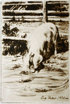 Richard M&uuml;ller (1874-1954),Sinnliche wirkende Radierung, ein Ausflug in
Rembrandtsche,this sensual interpretation of a simple topic reminds of Rembrandts technique