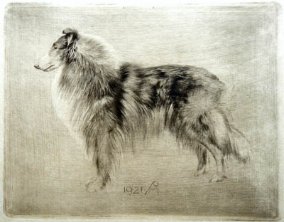 Richard M&uuml;ller
(1874-1954),Zarte Radierung mit wunderbar erfasster Stofflichkeit des Felles,Tenderly executed
etching mirrors the fur virtually perceptible