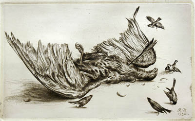 Richard M&uuml;ller (1874-1954),Abgeschossener Beherrscher der L&uuml;fte, verspottet von
jenen, die ihn f&uuml;rchteten,No longer afraid, the sparrows make fun of the former master of the
air