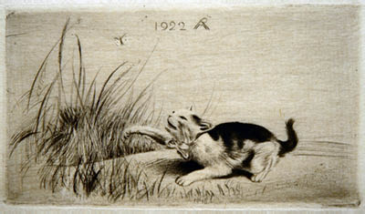 Richard M&uuml;ller
(1874-1954),Radierung, die in ihrer Technik die Zartheit des Themas wunderbar erfasst,a tender
topic tenderly executed