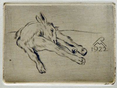 Richard M&uuml;ller (1874-1954),mit wenigen Strichen meisterhaft erfasst,the young goat caught
with just a few lines